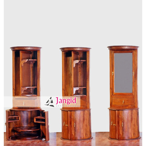 Mangue indienne ronde en bois bar à vin cum dressing mobilier design à vendre - Product Image 1