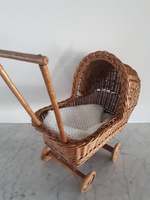 Antique Rotin Poupée Poussette Landau