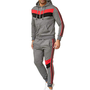 Ensemble de sport d'hiver pour homme, deux pièces, imprimé uni, 100% coton, sweat-shirt à fermeture éclair, pantalon, séchage rapide, léger - Product Image 1