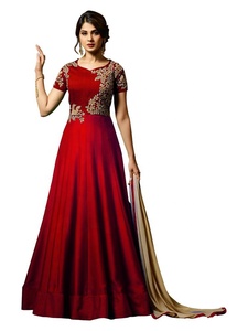 Embroidery Silk Salwar Suit Latest Indian Women Adults India Pakistan <b>Machine</b> Wash Dry <b>Clean</b> Multi Color Wedding 500 Garment - Product Image 4