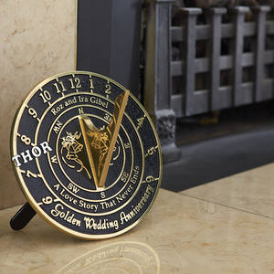 Cadeau de 25e anniversaire de mariage Hugh Pam années merveilleuses ensemble cadran solaire boussole affichage numérique en laiton pour les jardins - Product Image 6