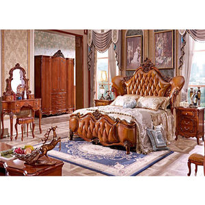 Ensemble de meubles de chambre à coucher en bois massif Style européen, meubles Vintage élégant en bois de cerise, 4 pièces - Product Image 1