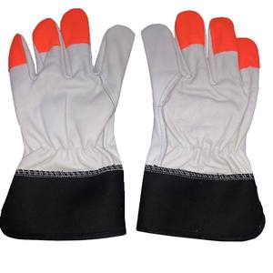 PK ถุงมือนิรภัยด้านหลังหนังสีขาวลาย2023พร้อมถุงมือป้องกันที่ทนทานทำจากผ้าฝ้ายสีส้มและยางสีดำ - Product Image 6