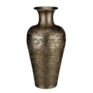 Nuevo jarrón martillado LARGO DE Metal plateado para decoración del hogar moderno único niquelado personalizado Vintage elegante florero - Product Image 6