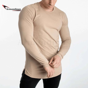 Logo personnalisé Slim Fit T-shirt à manches longues pour hommes Taille plus décontracté T-shirts de fitness solides - Product Image 1