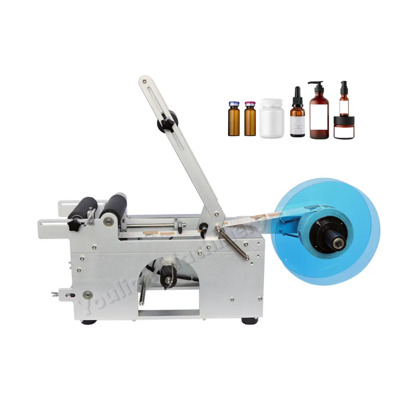 CJ-50 Semi Automatic Tabletop Vial Bottle Labeler Round Wine Bottle Glass Jar Sticker Labeling Machine