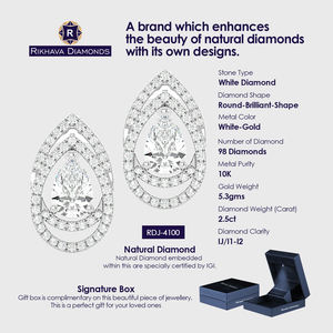 ต่างหูเพชรที่สวยงามในผู้ผลิตอินเดียทองคำขาว10K - Product Image 4