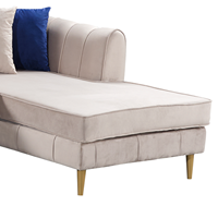Sofá Seccional Esquinero Chesterfield Moderno de Terciopelo con Botonaduras, Sofá Cama con Estructura de Madera Maciza para Apartamento, Sala de Estar, Gimnasio, Centro Comercial, Hospital