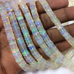 Natural Ethiopian Opal Stone Faceted Tyre Heishi Gemstone Beads Strand From Wholesale Jewelry Making Supply Semi Precious White