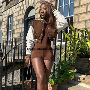 Nouvelle Veste Bomber de Baseball Courte en Polaire Tricotée pour Femme, Modèle Hiver 2025, Style Letterman, Broderie Décorative, Réversible - Product Image 6