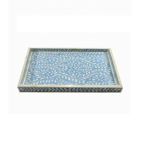Beautiful Handmade Serving Tray Mother Of Pearl and Bone Combination Inlay Art | Indian Inlay Serving Trays Manufacturer