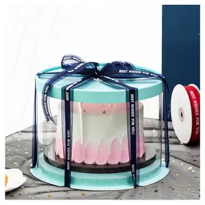 Round Transparent PET Plastic Wedding Cake Boxes
