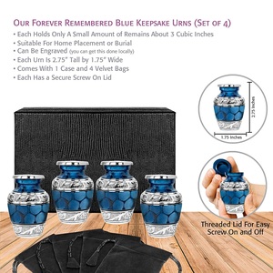 ชุดของชำร่วยขนาดเล็กสีฟ้ารูปโกศ4ชิ้น | โกศขนาดเล็กสำหรับมนุษย์ขี้เถ้าทำมือขนาดเล็กกันรอยขีดข่วน - Product Image 5