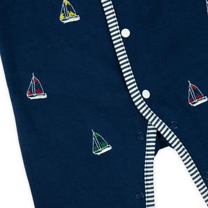 JOYUAN GARMENT MANUFACTURER BR19081014 baby romper - NAVY BLUE DARK SAILOR 2 PIECES snug fit footie pajamas infant NEWBORN - Product Image 4