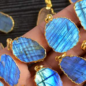 Machine de galvanoplastie pour pendentif en métal, druse mélange de labradorite, pendentif tranche en agate creuse, colliers en pierre - Product Image 5