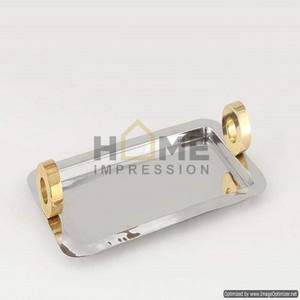 Branches de fleurs et de feuilles en laiton sans lame en acier inoxydable attachent un beau design forme ovale branches en or plateau de poignée - Product Image 4