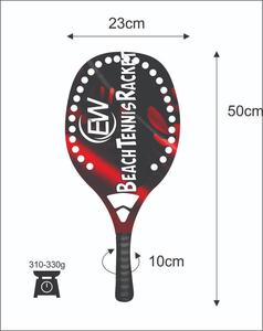 Raquettes de beach tennis avec face en fibre de carbone de 20 mm, poignée en fibre de carbone, filet en fibre de verre, poids 310-330 g, longueur 50 cm - Product Image 4