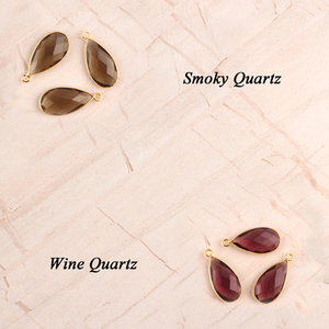 Comprobador en forma de lágrima corte bisel de cuarzo ahumado ajuste DIY conector de fianza única 18K chapado en oro haciendo colgante pendiente conector - Product Image 4