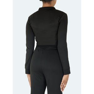 Veste de survêtement corset de peinture personnalisée pour femmes noir hiver fermeture éclair respirant teint uni vente en gros - Product Image 2