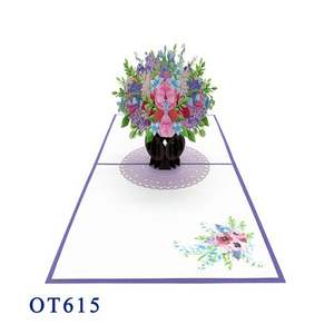 Venta al por mayor hecho a mano 3D Pop-up tarjeta florero Poppin flores Vietnam artesanía estilo papel recuerdo con impresión Offset para regalos de cumpleaños - Product Image 3