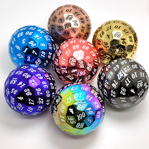Custom D100 Single 50mm 100 Cara Poliédrica Metal Dados Galvanoplastia Color Esférico <span class=keywords><strong>Digital</strong></span> Poliedro Dados - Product Image 1
