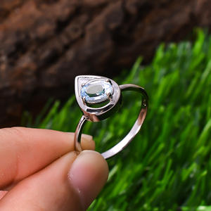 Anillo de compromiso de plata de ley 92,5, Topacio Azul Natural de 2,8 gramos, piedra de corte ovalado, estilo religioso, alta calidad, terceros - Product Image 4