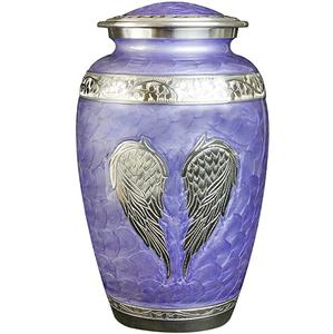 Urne de crémation en métal violet avec ailes d'ange 220 Cu maison niche urne pour cendres humaines affichage urne funéraire gravée - Product Image 6