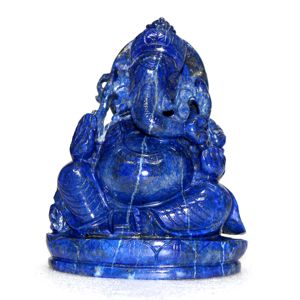 Figurine religieuse Ganesha en lapis-lazuli naturel |   Objet de collection sculpté à la main - Product Image 2