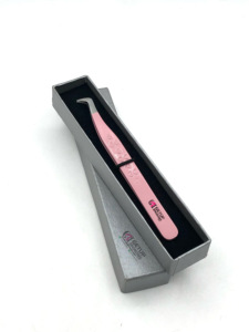 แหนบต่อขนตาสแตนเลสมีดีไซน์ที่ดีที่สุดเครื่องมือด้านความงามปลายเงินคุณภาพสูงเคลือบด้วยผงสีชมพูอ่อน - Product Image 5