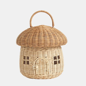 Lovely Rattan Mushroom basket with lid, rattan storage basket wholesale