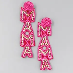 Mother MAMA Seed Bead Rhinestone Gift Earrings