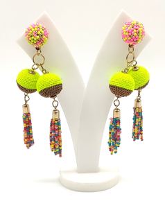 Nuevos pendientes de aro bohemios de moda para mujer hechos a mano con hilo de seda largo Cristal Diamantes de imitación borla con cuentas joyería étnica - Product Image 4