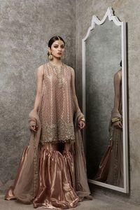 2021 nouveau traditionnel indien/pakistanais brodé mariée Kameez/Garara robe belle soie éblouissante Zardozi travail haut mariage - Product Image 2