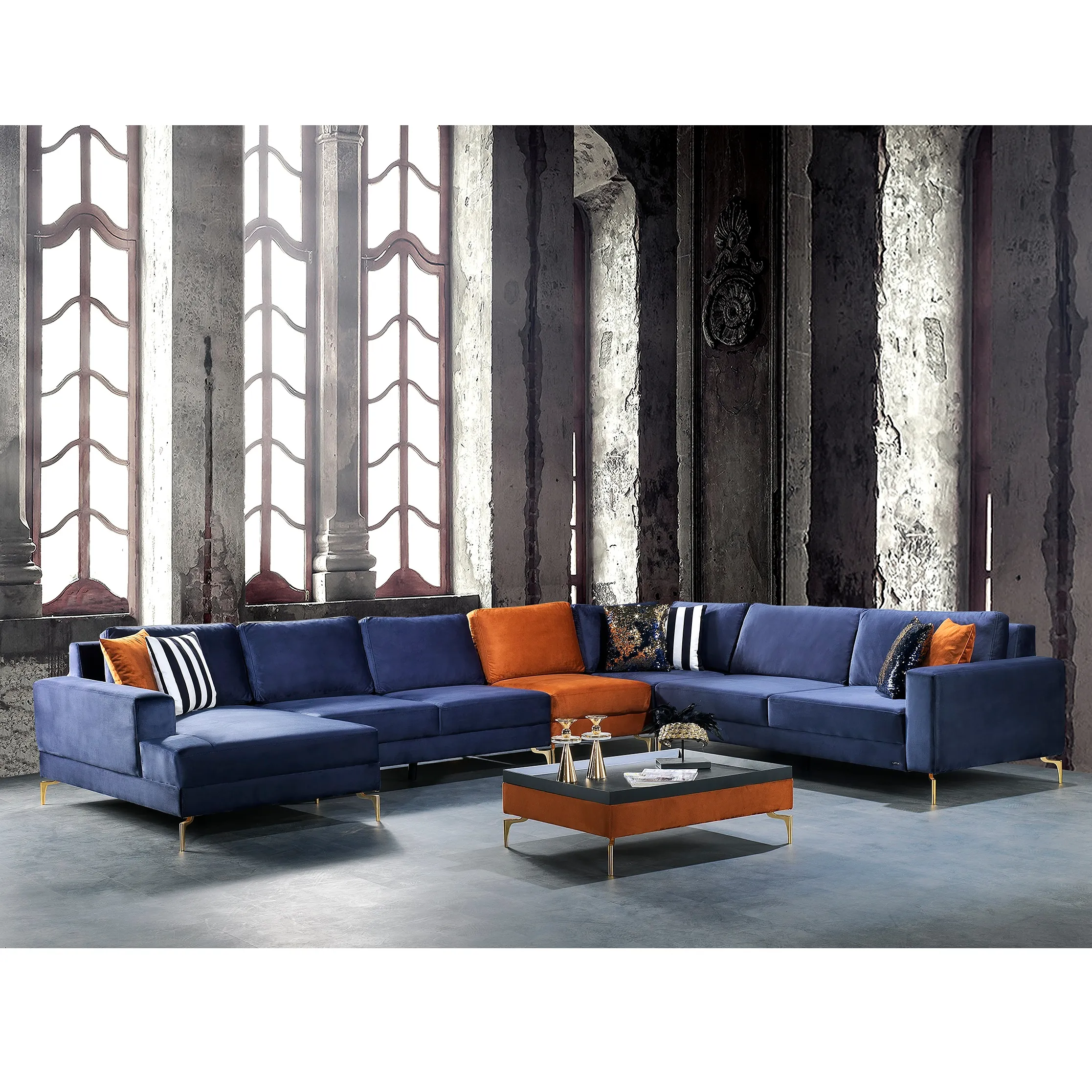 AMORE PLUS A1 Sudut Ruang Tamu Modern Sofa L Set Dibuat Di Turki Pabrik OEM Buatan