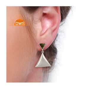 Boucles d'oreilles pendantes en argent fin, forme Triangle, Labradorite naturelle, fabrication de bijoux, 1 pièce - Product Image 4