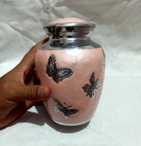 Urna de Metal con grabado de mariposa rosa para adultos, urna de cremación de cenizas funerarias, de latón/aluminio, estilo americano/europeo - Product Image 3