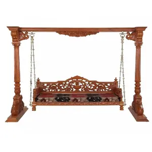 Beautiful Teak Wood Swing Jhula Manufacturer Hand Carved Wooden Jhoola Suppliers Teak Wooden Carved Swing Jhoola Decor