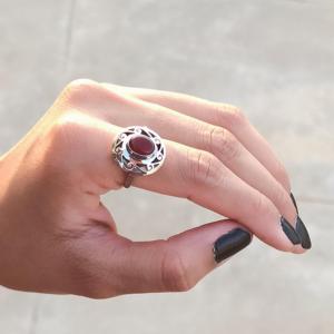 Anillo solitario de Plata de Ley 925, piedra preciosa de ónix rojo, ajuste de bisel de alta calidad, joyería de diseñador para bodas, regalos, fiestas - Product Image 2