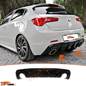 Alfa Romeo Giulietta 940 2010 - 2020 Rear Diffuser With Left + Right Single Output Gloss Black Surface Plastic Rear Splitter