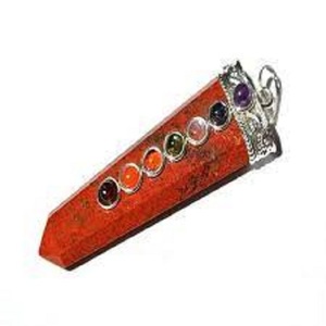 Pendentifs chakras en jaspe rouge, jolis cristaux de guérison naturels, pierres précieuses, pour collier, vente en gros, - Product Image 3
