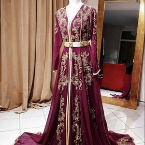 BRIDAL CAFTAN DRESS on GEORGETTE WITH EMBROIDERY of DABKA, CRYSTAL GLASS BEADS,GLASS STONE WORK for PARTY-WEAR @ 2022 - Product Image 1