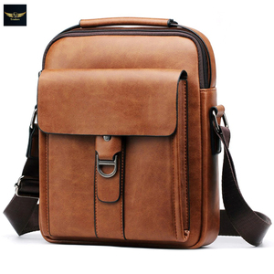 Marque de luxe Vintage Messenger Bag hommes sacs à bandoulière en cuir affaires décontracté marron sacs à bandoulière pour hommes - Product Image 2