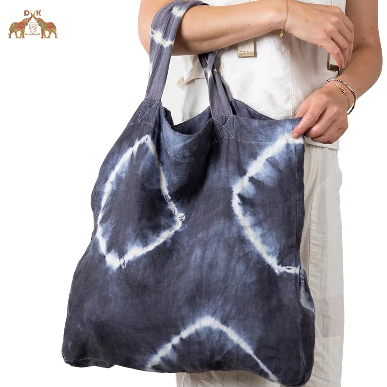Shibori pamuk Tote çanta hint el yapımı doğal sebze boyalı batik çanta