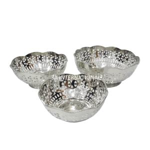 Vajilla pulida brillante, cuencos decorativos para servir frutas, Juego de 3, frutero pulido brillante niquelado, vajilla de catering - Product Image 1