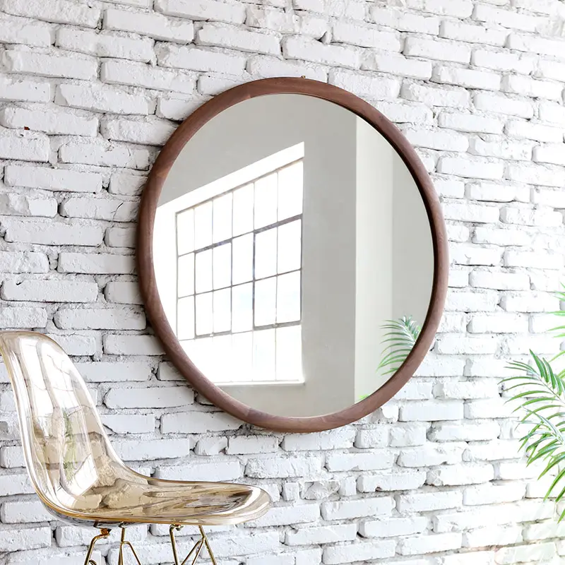Kents walnut solid wood round mirror dress room wall & stand two types mirror interior home decor customized_CL389