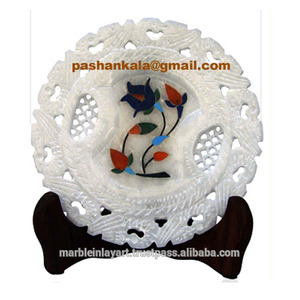 Hand Carved Marble Inlay Plate - Product Image 1
