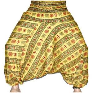 Sarouel unisexe à taille élastique mi-respirante Vintage Thai Yoga Comfy Summer Pants Dress - Product Image 1