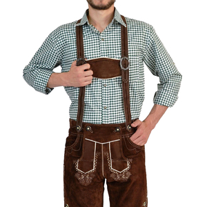 Pantalones Cortos de Cuero Alemán para Hombre, Color Marrón, Estilo Urbano Informal, Pantalones Cortos Bávaros Personalizados para Jóvenes y Adultos - Product Image 4