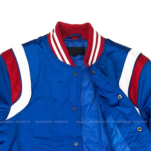 2022 Veste universitaire de type bouton élégant de haute qualité pour hommes et femmes avec col montant et logo avant - Product Image 5