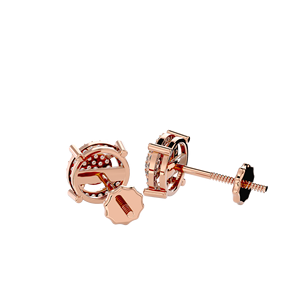 Pendientes de Oro de 14K con Racimo de Diamantes Redondos |   Pendientes de tuerca seguros con cierre de rosca para mujer, disponibles en oro amarillo, blanco y oro rosa, joyería fina - Product Image 6